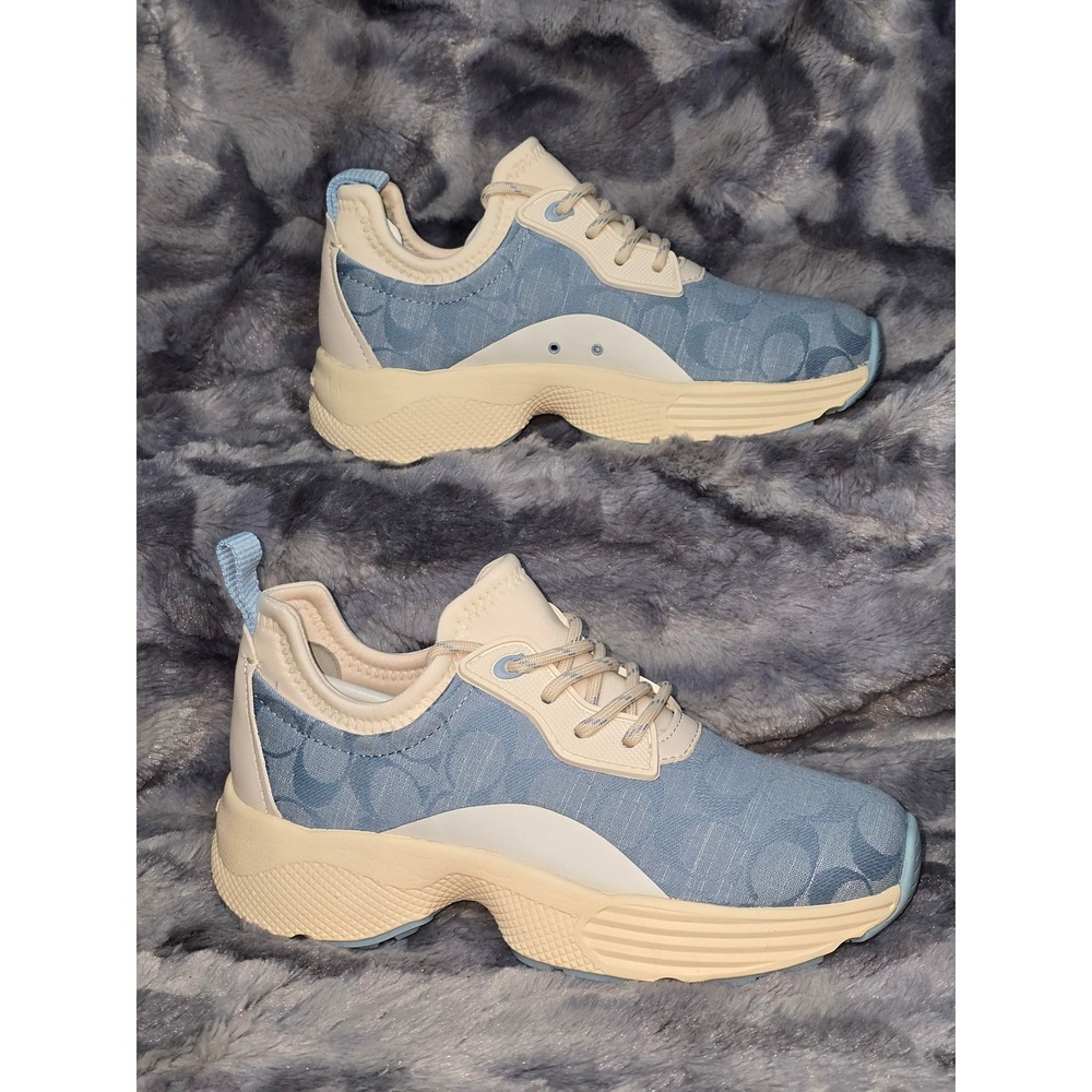 NWB Coach C270 Tech Runner signature canvas chambray‎ blue/cream size 5 EU  35.5 - Picture 2 of 10